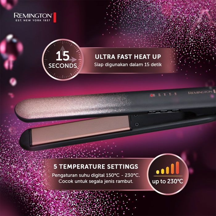 Remington Catokan Pelurus Rambut Straightener Rose Shimmer - S5305-ID | S5305ID